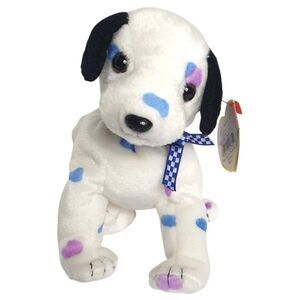 Ty Beanie Baby Dizzy Dalmatian Dog 8" Black Ears Colored Spots Plush 2000